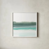 Empowering Mint II by Chris Paschke. Shown in a crisp white glass frame for a clean and minimalist style. Available as an archival giclee rolled canvas, fine art paper, or poster print. SKU 68164a.