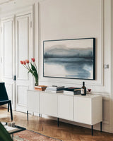 End of Day I by Chris Paschke. shown as a framed stretched canvas in a living room above a console. Available as a archival giclee rolled canvas, fine art paper, or poster print. SKU 72061i.