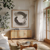 Endless II by Chris Paschke. Shown in a natural wood frame in a cozy modern living room. Available as an archival giclee rolled canvas, fine art paper, or poster print. SKU 72122a.