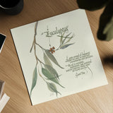 Eucalyptus by Chris Paschke. Shown as a detailed flat fine art print, highlighting archival giclee quality. Available as an archival giclee rolled canvas, fine art paper, or poster print. SKU 1445a.