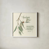 Eucalyptus by Chris Paschke. Shown in a crisp white glass frame for a clean and minimalist style. Available as an archival giclee rolled canvas, fine art paper, or poster print. SKU 1445a.
