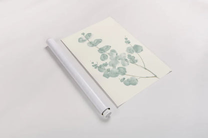 Eucalyptus Branch I by Chris Paschke. shown as a rolled paper print. Available as archival giclee rolled canvas, fine art paper, or poster print. SKU 55063h.