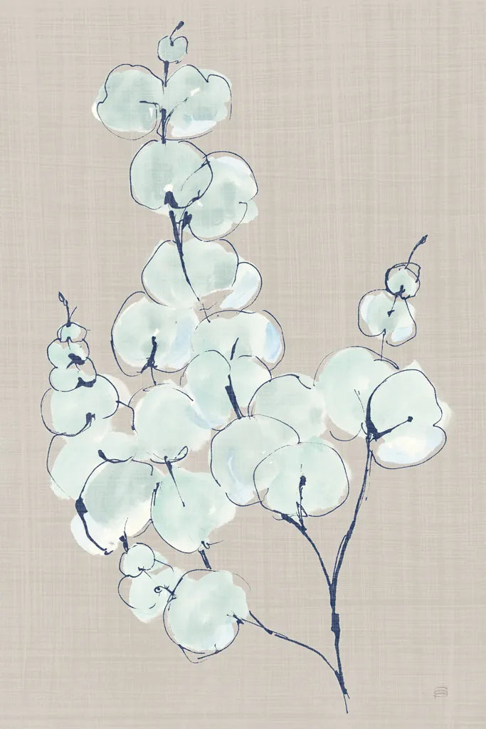 Eucalyptus Branch III Blue Gray by Chris Paschke. SKU 56419h. Archival Giclee Fine art print for wall decor.