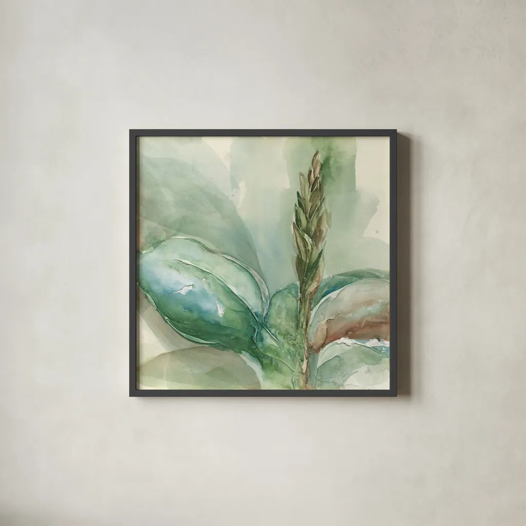 Exotic Flower I by Chris Paschke. Shown in a sleek black glass frame for a contemporary gallery look. Available as an archival giclee rolled canvas, fine art paper, or poster print. SKU 48030a.