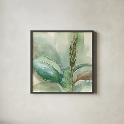 Exotic Flower I by Chris Paschke. Shown in a sleek black glass frame for a contemporary gallery look. Available as an archival giclee rolled canvas, fine art paper, or poster print. SKU 48030a.