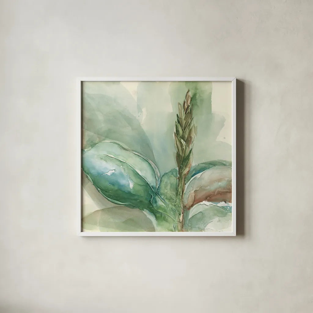 Exotic Flower I by Chris Paschke. Shown in a crisp white glass frame for a clean and minimalist style. Available as an archival giclee rolled canvas, fine art paper, or poster print. SKU 48030a.