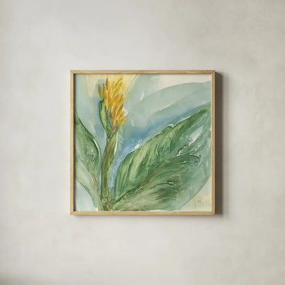 Exotic Flower II by Chris Paschke. Shown in a natural wood glass frame for a timeless modern aesthetic. Available as an archival giclee rolled canvas, fine art paper, or poster print. SKU 48031a.