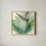 Exotic Flower III by Chris Paschke. Shown in a natural wood glass frame for a timeless modern aesthetic. Available as an archival giclee rolled canvas, fine art paper, or poster print. SKU 48032a.