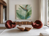 Exotic Flower III by Chris Paschke. Shown as extra-large giant wall art in a modern living room. Available as an archival giclee rolled canvas, fine art paper, or poster print. SKU 48032a.