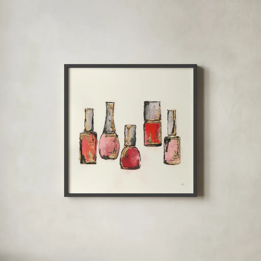 Fashion First I by Chris Paschke. Shown in a sleek black glass frame for a contemporary gallery look. Available as an archival giclee rolled canvas, fine art paper, or poster print. SKU 49452a.