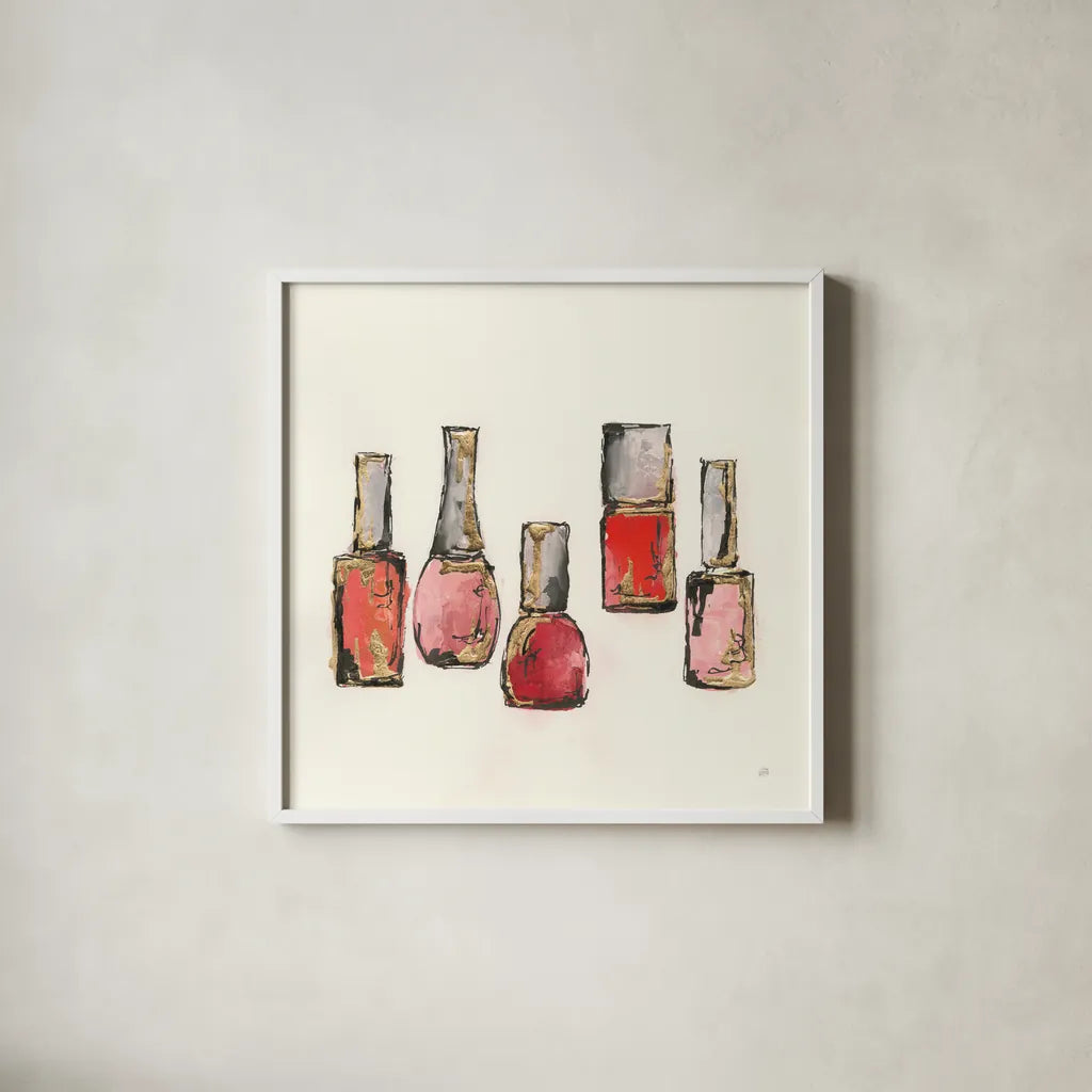 Fashion First I by Chris Paschke. Shown in a crisp white glass frame for a clean and minimalist style. Available as an archival giclee rolled canvas, fine art paper, or poster print. SKU 49452a.