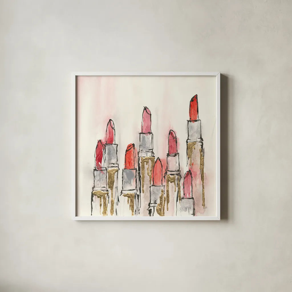 Fashion First IV by Chris Paschke. Shown in a crisp white glass frame for a clean and minimalist style. Available as an archival giclee rolled canvas, fine art paper, or poster print. SKU 49455a.