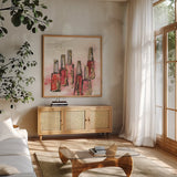 Fashion First V by Chris Paschke. Shown in a natural wood frame in a cozy modern living room. Available as an archival giclee rolled canvas, fine art paper, or poster print. SKU 49456a.