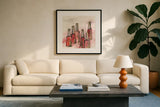 Fashion First V by Chris Paschke. Displayed in a glass frame with matte in a clean modern living room. Available as an archival giclee rolled canvas, fine art paper, or poster print. SKU 49456a.
