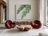 Ferns I Square by Chris Paschke. Shown as extra-large giant wall art in a modern living room. Available as an archival giclee rolled canvas, fine art paper, or poster print. SKU 24943a.