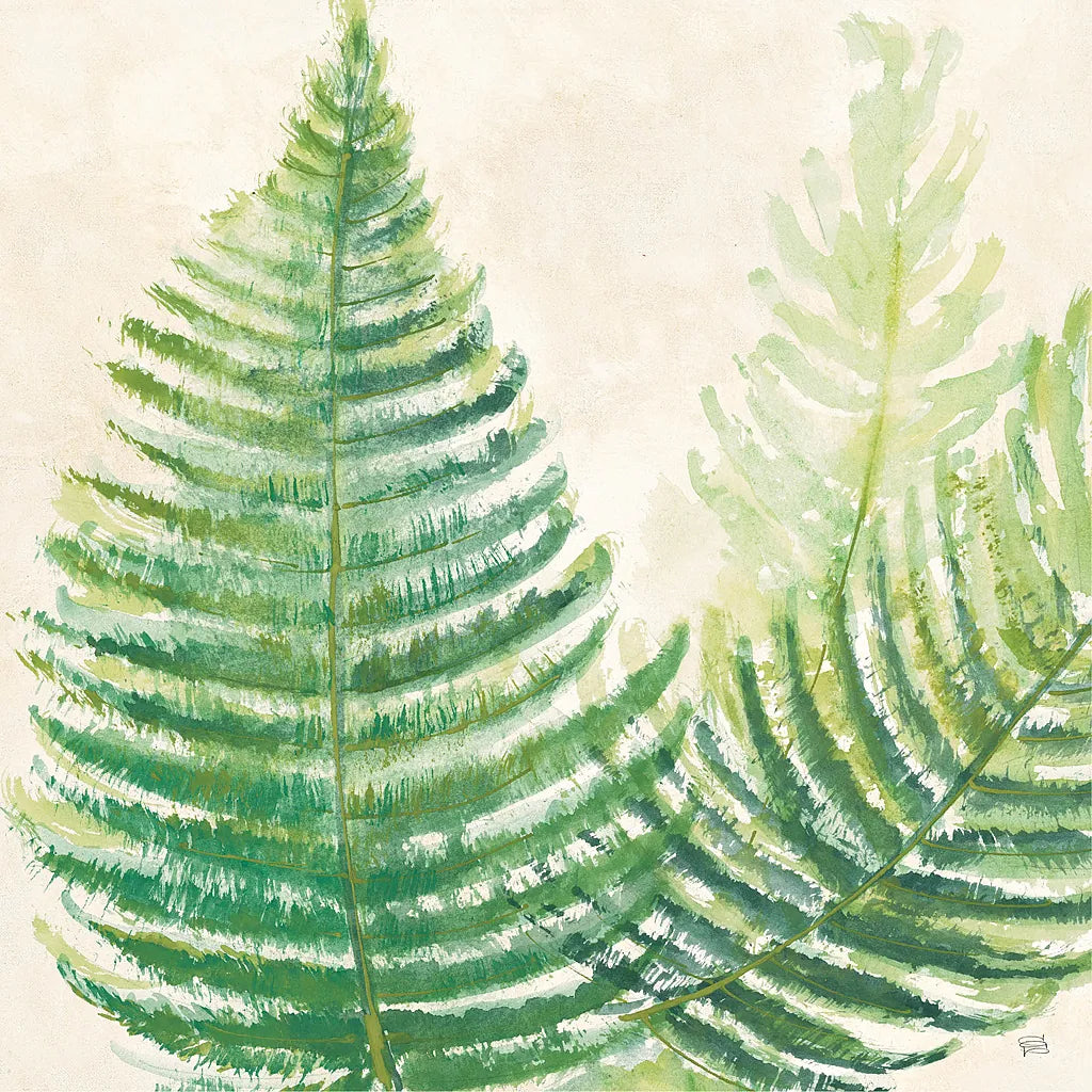 Ferns Square III v2 on Cream by Chris Paschke. SKU 26377a. Archival Giclee Fine art print for wall decor.