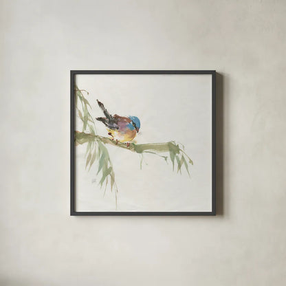 Finch by Chris Paschke. Shown in a sleek black glass frame for a contemporary gallery look. Available as an archival giclee rolled canvas, fine art paper, or poster print. SKU 23938a.
