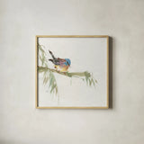 Finch by Chris Paschke. Shown in a natural wood glass frame for a timeless modern aesthetic. Available as an archival giclee rolled canvas, fine art paper, or poster print. SKU 23938a.