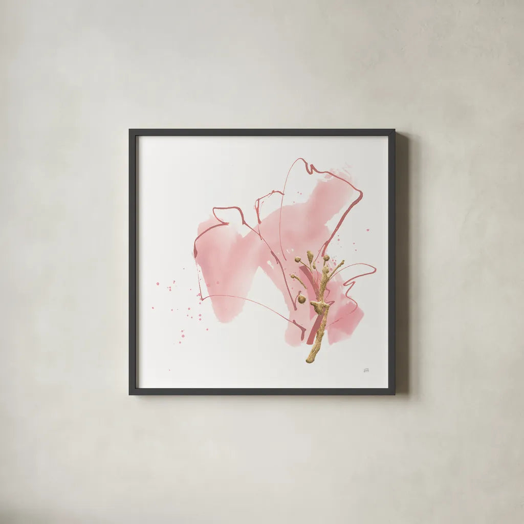 Floral Blossom III by Chris Paschke. Shown in a sleek black glass frame for a contemporary gallery look. Available as an archival giclee rolled canvas, fine art paper, or poster print. SKU 82452a.