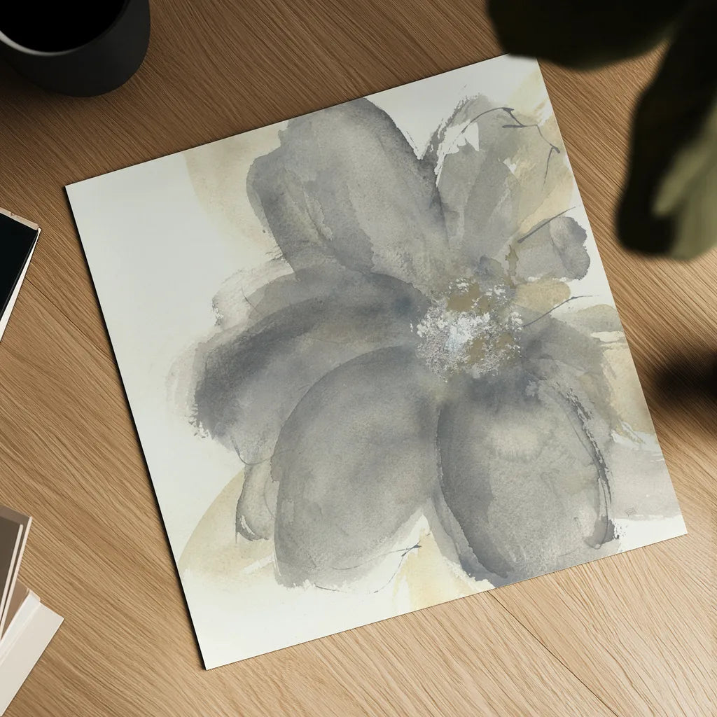 Floral Gray I by Chris Paschke. Shown as a detailed flat fine art print, highlighting archival giclee quality. Available as an archival giclee rolled canvas, fine art paper, or poster print. SKU 33984a.