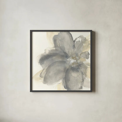 Floral Gray I by Chris Paschke. Shown in a sleek black glass frame for a contemporary gallery look. Available as an archival giclee rolled canvas, fine art paper, or poster print. SKU 33984a.