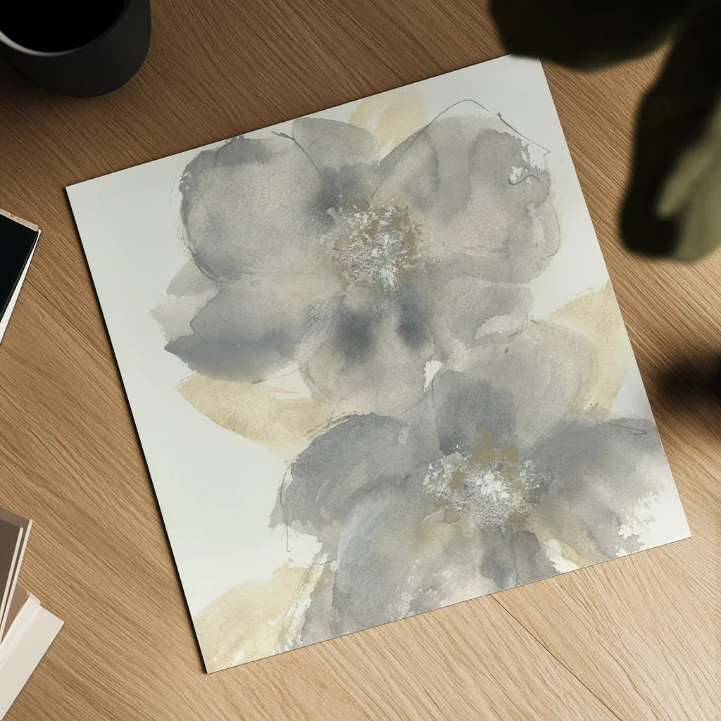 Floral Gray II by Chris Paschke. Shown as a detailed flat fine art print, highlighting archival giclee quality. Available as an archival giclee rolled canvas, fine art paper, or poster print. SKU 33985a.
