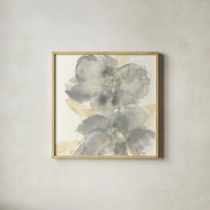 Floral Gray II by Chris Paschke. Shown in a natural wood glass frame for a timeless modern aesthetic. Available as an archival giclee rolled canvas, fine art paper, or poster print. SKU 33985a.