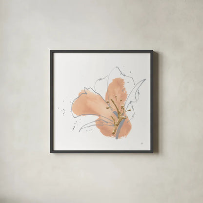 Floral Terracotta I by Chris Paschke. Shown in a sleek black glass frame for a contemporary gallery look. Available as an archival giclee rolled canvas, fine art paper, or poster print. SKU 82454a.