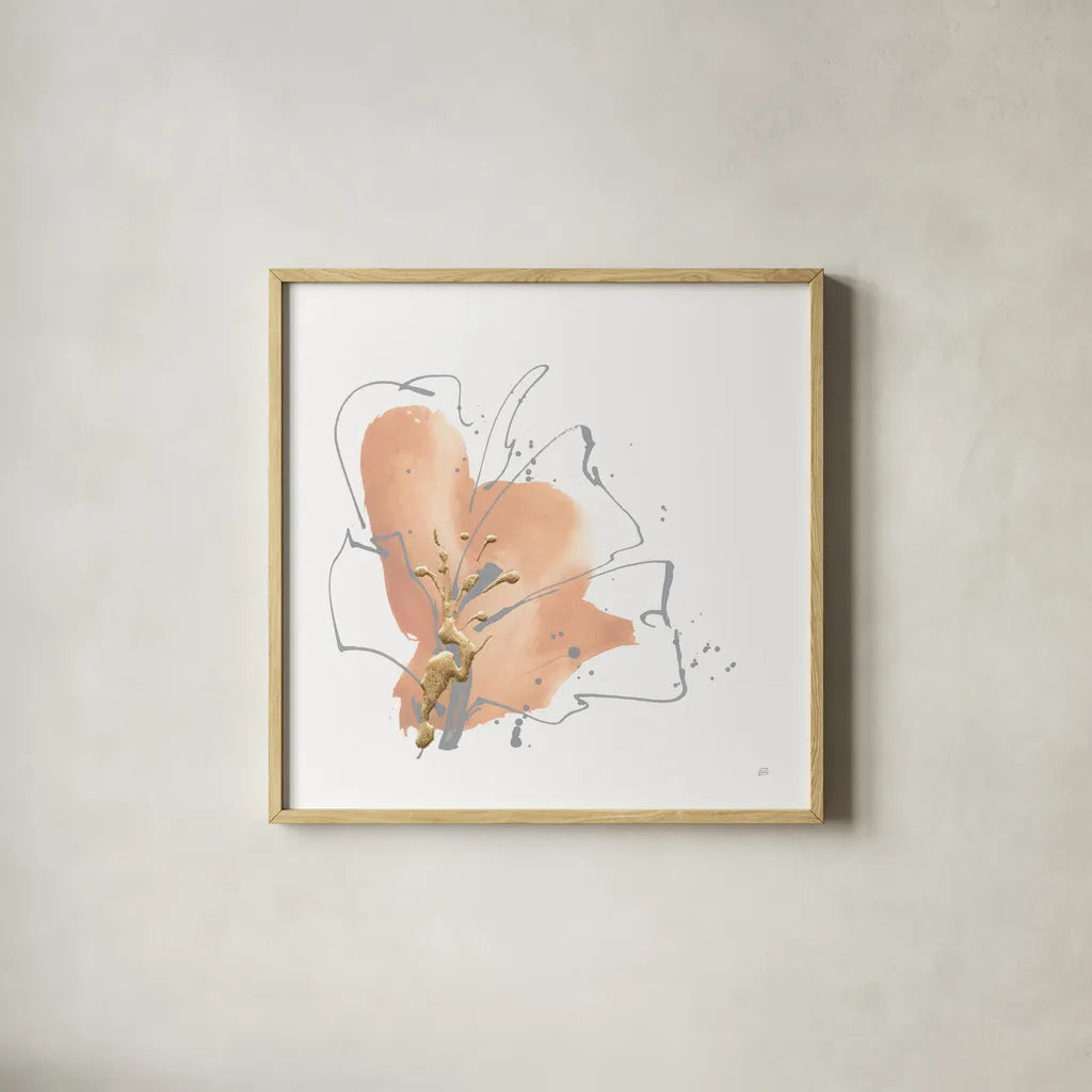 Floral Terracotta II by Chris Paschke. Shown in a natural wood glass frame for a timeless modern aesthetic. Available as an archival giclee rolled canvas, fine art paper, or poster print. SKU 82455a.