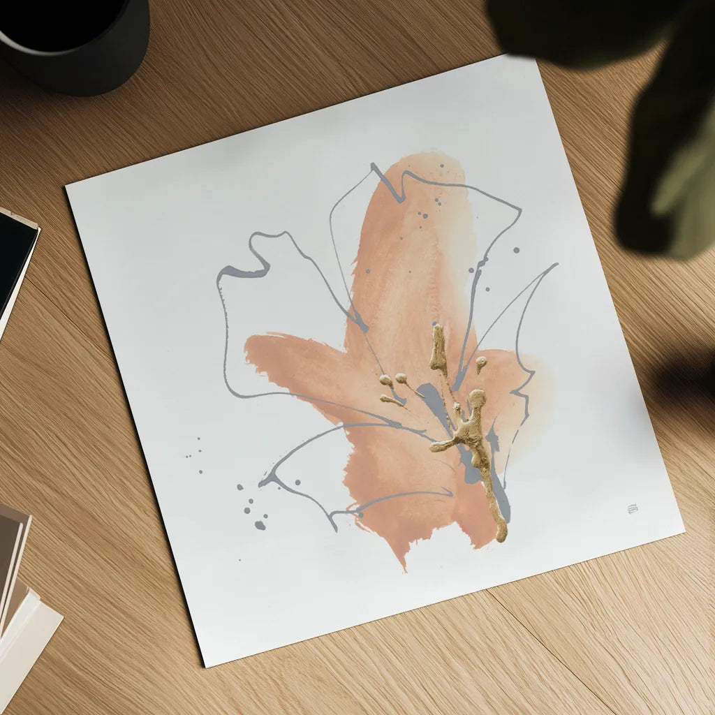 Floral Terracotta III by Chris Paschke. Shown as a detailed flat fine art print, highlighting archival giclee quality. Available as an archival giclee rolled canvas, fine art paper, or poster print. SKU 82456a.