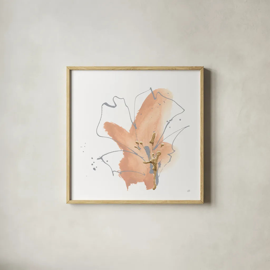 Floral Terracotta III by Chris Paschke. Shown in a natural wood glass frame for a timeless modern aesthetic. Available as an archival giclee rolled canvas, fine art paper, or poster print. SKU 82456a.