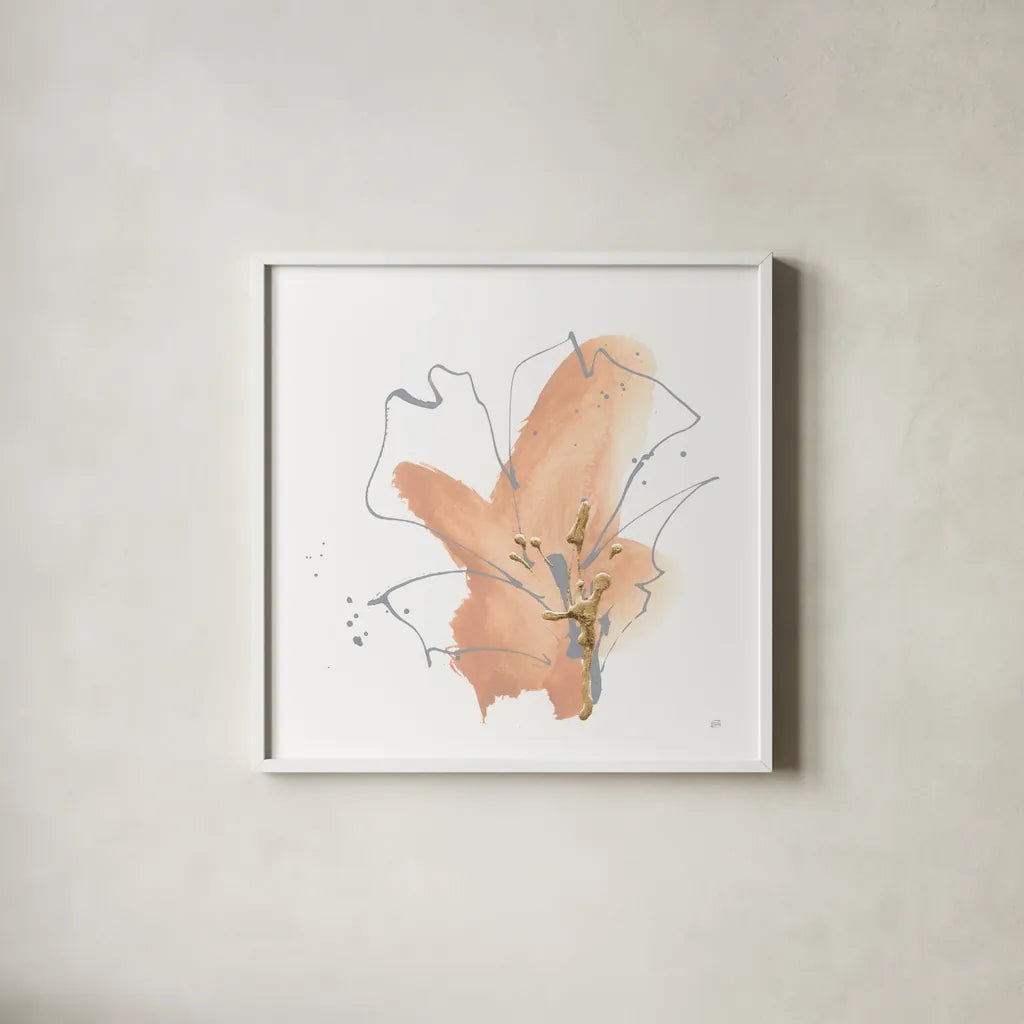 Floral Terracotta III by Chris Paschke. Shown in a crisp white glass frame for a clean and minimalist style. Available as an archival giclee rolled canvas, fine art paper, or poster print. SKU 82456a.
