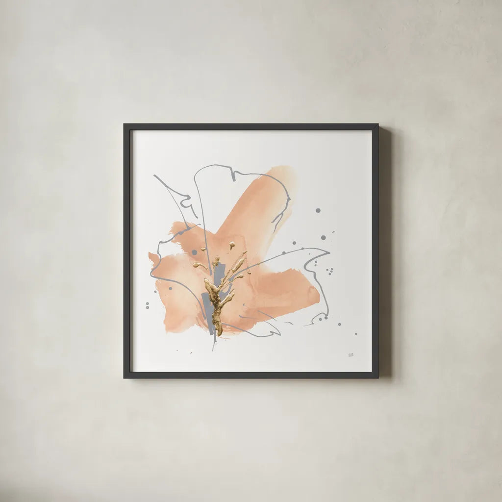 Floral Terracotta IV by Chris Paschke. Shown in a sleek black glass frame for a contemporary gallery look. Available as an archival giclee rolled canvas, fine art paper, or poster print. SKU 82457a.