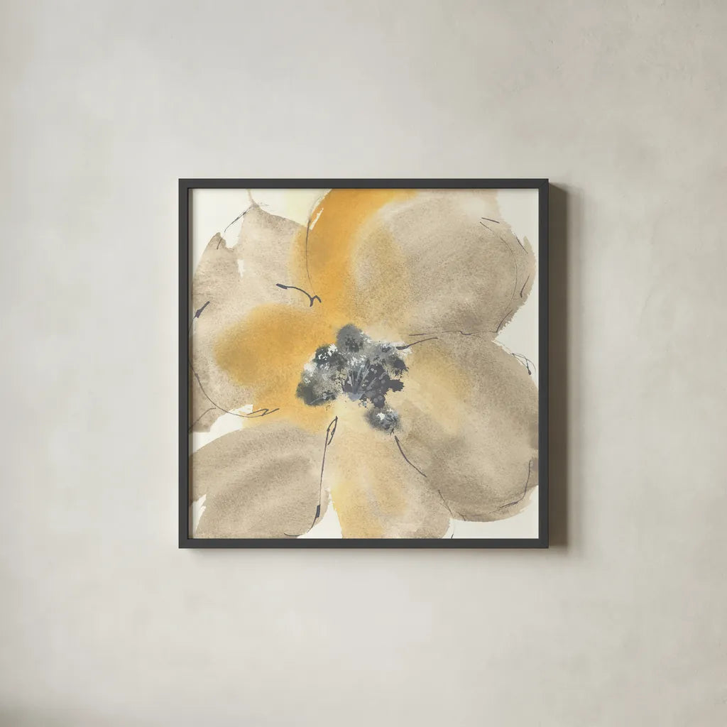 Flower Tones I by Chris Paschke. Shown in a sleek black glass frame for a contemporary gallery look. Available as an archival giclee rolled canvas, fine art paper, or poster print. SKU 33988a.