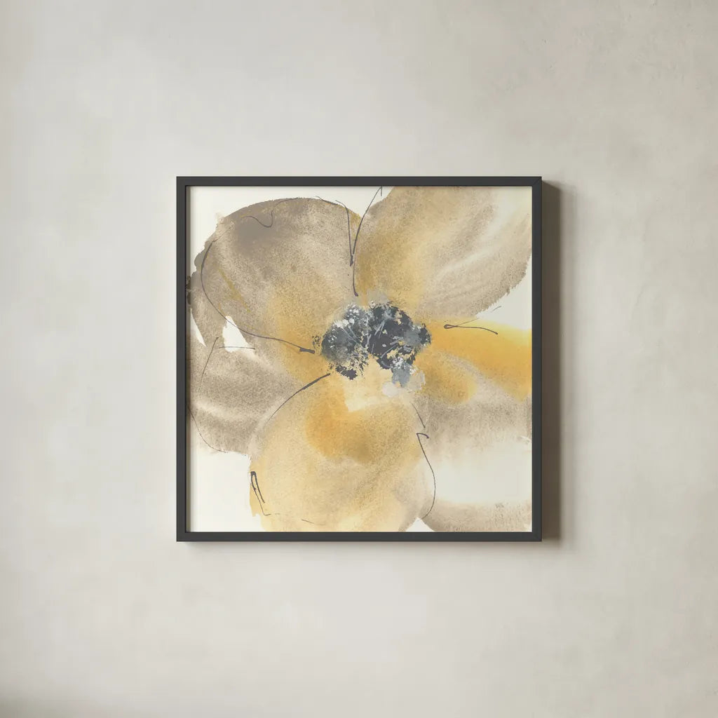 Flower Tones II by Chris Paschke. Shown in a sleek black glass frame for a contemporary gallery look. Available as an archival giclee rolled canvas, fine art paper, or poster print. SKU 33989a.