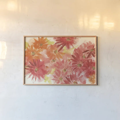 Flowers Afield II by Chris Paschke. shown as a paper print in a natural frame. Available as a archival giclee rolled canvas, fine art paper, or poster print. SKU 50153i.