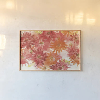 Flowers Afield III by Chris Paschke. shown as a paper print in a natural frame. Available as a archival giclee rolled canvas, fine art paper, or poster print. SKU 50154i.