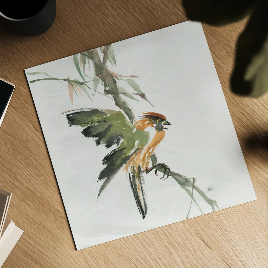 Formosan Firecrest by Chris Paschke. Shown as a detailed flat fine art print, highlighting archival giclee quality. Available as an archival giclee rolled canvas, fine art paper, or poster print. SKU 23940a.