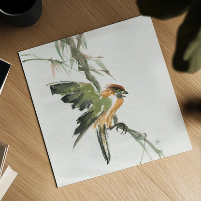 Formosan Firecrest by Chris Paschke. Shown as a detailed flat fine art print, highlighting archival giclee quality. Available as an archival giclee rolled canvas, fine art paper, or poster print. SKU 23940a.