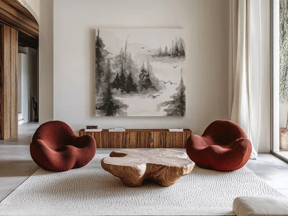 Free Flight III by Chris Paschke. Shown as extra-large giant wall art in a modern living room. Available as an archival giclee rolled canvas, fine art paper, or poster print. SKU 95452a.