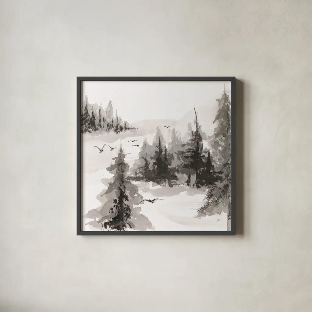 Free Flight IV by Chris Paschke. Shown in a sleek black glass frame for a contemporary gallery look. Available as an archival giclee rolled canvas, fine art paper, or poster print. SKU 95453a.