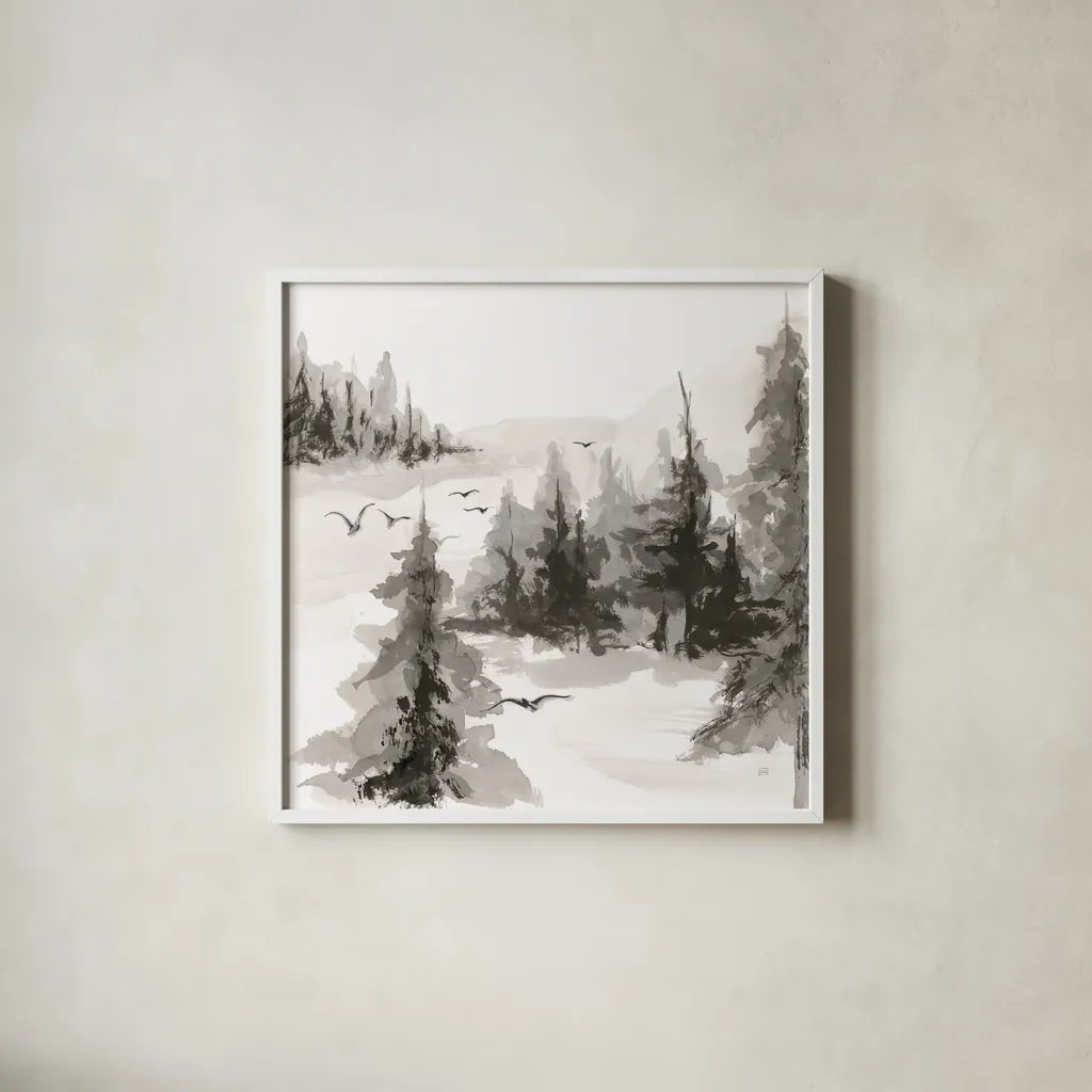 Free Flight IV by Chris Paschke. Shown in a crisp white glass frame for a clean and minimalist style. Available as an archival giclee rolled canvas, fine art paper, or poster print. SKU 95453a.