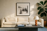 Free Flight IV by Chris Paschke. Displayed in a glass frame with matte in a clean modern living room. Available as an archival giclee rolled canvas, fine art paper, or poster print. SKU 95453a.