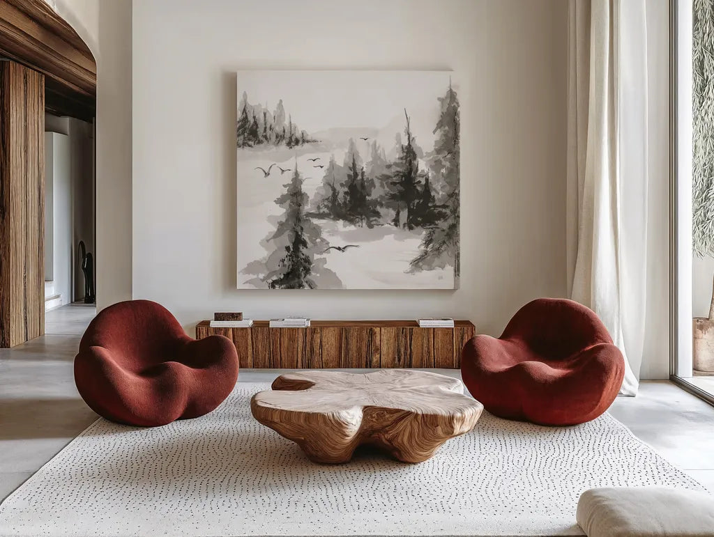 Free Flight IV by Chris Paschke. Shown as extra-large giant wall art in a modern living room. Available as an archival giclee rolled canvas, fine art paper, or poster print. SKU 95453a.