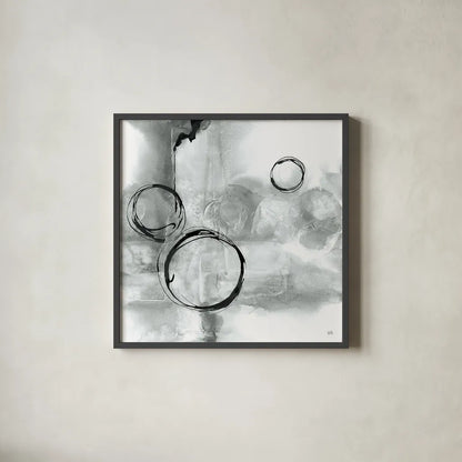 Full Circle I Gray by Chris Paschke. Shown in a sleek black glass frame for a contemporary gallery look. Available as an archival giclee rolled canvas, fine art paper, or poster print. SKU 22778a.