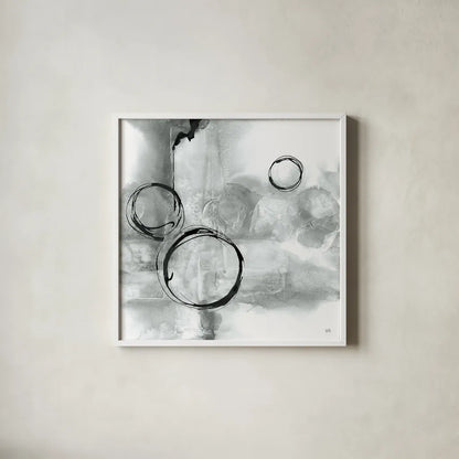Full Circle I Gray by Chris Paschke. Shown in a crisp white glass frame for a clean and minimalist style. Available as an archival giclee rolled canvas, fine art paper, or poster print. SKU 22778a.