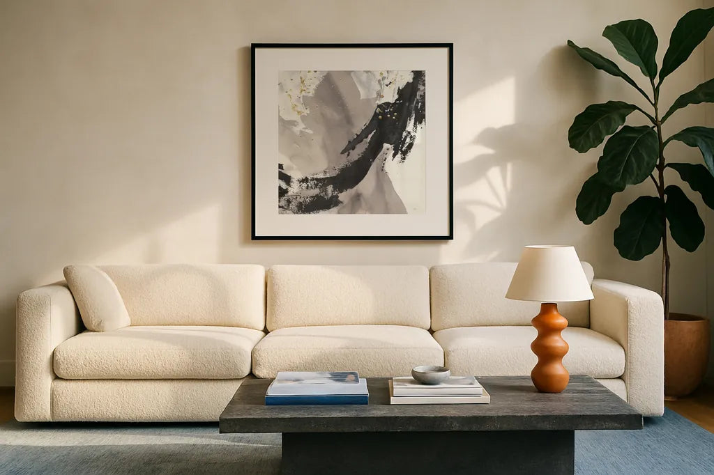 Galaxy II by Chris Paschke. Displayed in a glass frame with matte in a clean modern living room. Available as an archival giclee rolled canvas, fine art paper, or poster print. SKU 31736a.