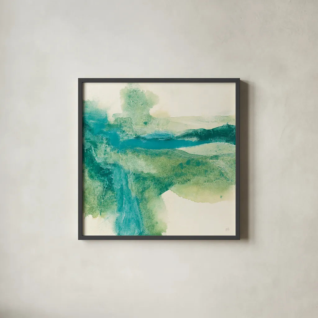 Gem Tones I by Chris Paschke. Shown in a sleek black glass frame for a contemporary gallery look. Available as an archival giclee rolled canvas, fine art paper, or poster print. SKU 39622a.