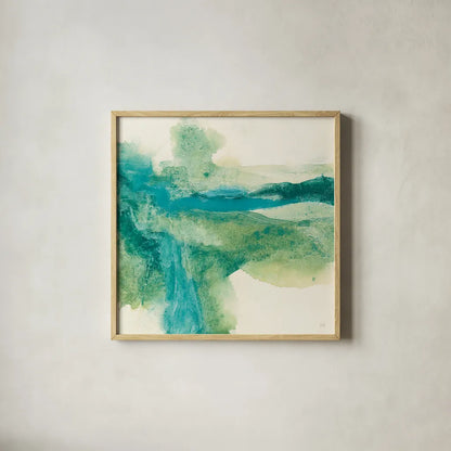 Gem Tones I by Chris Paschke. Shown in a natural wood glass frame for a timeless modern aesthetic. Available as an archival giclee rolled canvas, fine art paper, or poster print. SKU 39622a.