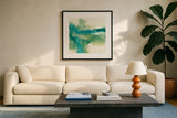 Gem Tones I by Chris Paschke. Displayed in a glass frame with matte in a clean modern living room. Available as an archival giclee rolled canvas, fine art paper, or poster print. SKU 39622a.